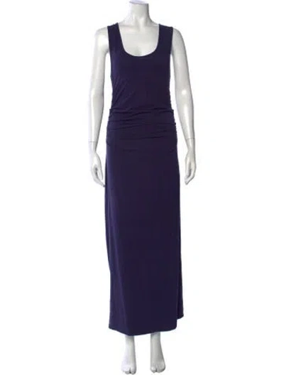 Pre-owned Another Tomorrow Scoop Neck Long Dress In Purple