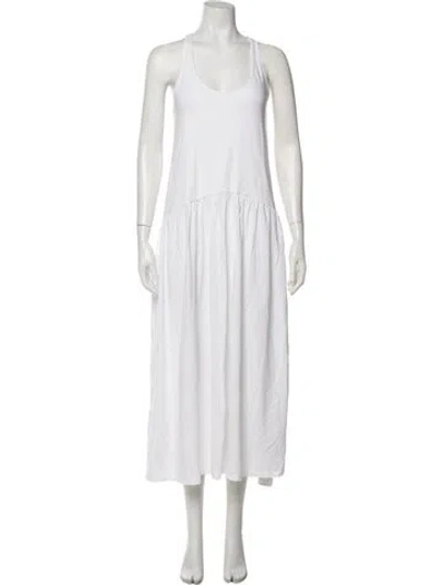 Pre-owned Another Tomorrow Scoop Neck Long Dress In White