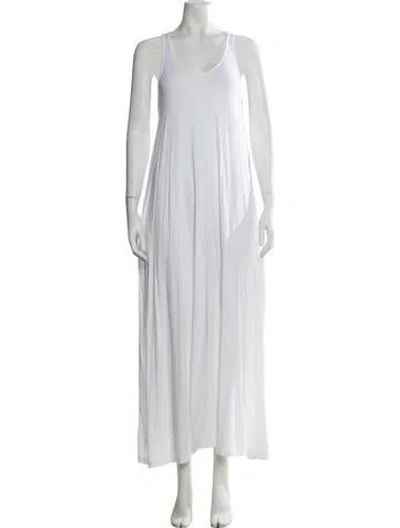 Pre-owned Another Tomorrow Scoop Neck Long Dress In White