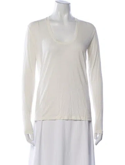 Pre-owned Another Tomorrow Scoop Neck Long Sleeve T-shirt In Neutrals
