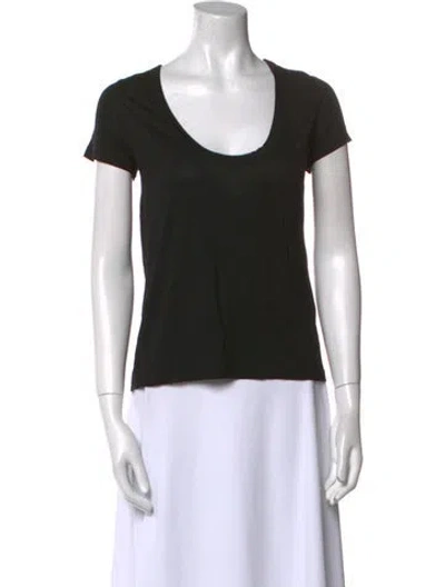 Pre-owned Another Tomorrow Scoop Neck Short Sleeve T-shirt In Black