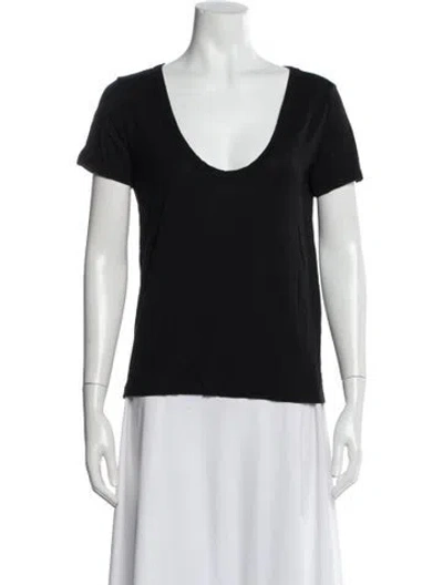 Pre-owned Another Tomorrow Scoop Neck Short Sleeve T-shirt In Black