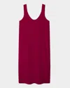 Another Tomorrow Scoop-neck Silk Midi Tank Dress In Magenta
