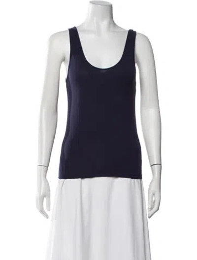 Pre-owned Another Tomorrow Scoop Neck Sleeveless Top In Blue