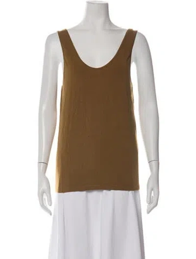 Pre-owned Another Tomorrow Scoop Neck Sleeveless Top In Neutrals