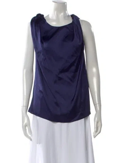 Pre-owned Another Tomorrow Scoop Neck Sleeveless Top W/ Tags In Blue