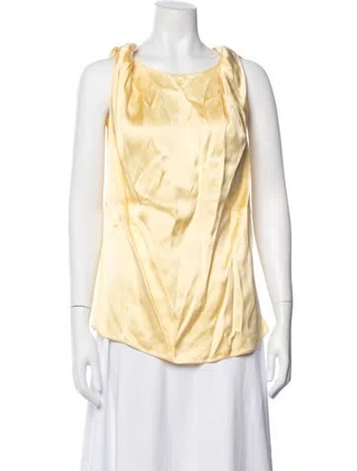 Pre-owned Another Tomorrow Scoop Neck Sleeveless Top W/ Tags In Yellow