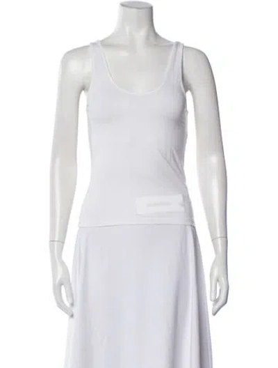 Pre-owned Another Tomorrow Scoop Neck Sleeveless Top In White