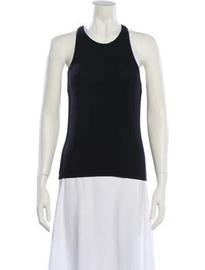 Pre-owned Another Tomorrow Scoop Neck Sweater In Blue