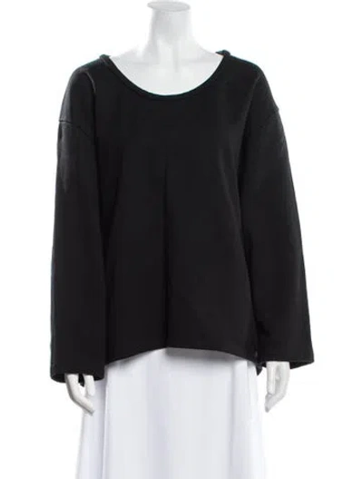 Pre-owned Another Tomorrow Scoop Neck Sweater W/ Tags In Black