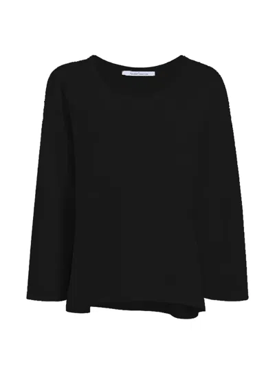 Another Tomorrow Scoop-neck Sweatshirt In Black
