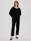 Another Tomorrow Luxe Seamed Wide-leg Lounge Pants In Black