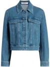 Another Tomorrow Seam-detail Cropped Jacket In Blau