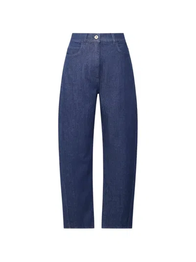 Another Tomorrow Seam-detail Curved Jeans In Blue