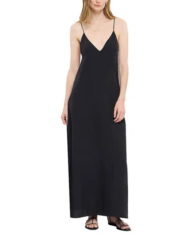 Another Tomorrow Seamed Slip Dress In Black