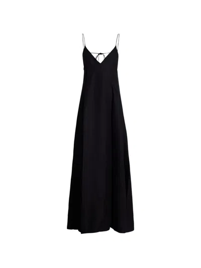Another Tomorrow Seamed Slip Dress In Black