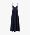 Another Tomorrow Linen Seamed Slip Dress Navy In Navy
