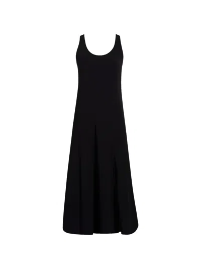 Another Tomorrow Seamed Tank Midi Dress In Black