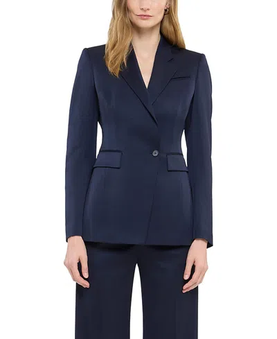 Another Tomorrow Seamed Waist Wool Jacket In Navy