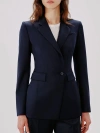 Another Tomorrow Double-breasted Merino Wool Blazer In Navy