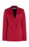 Another Tomorrow Seamed Waist Wool Jacket In Red