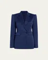 Another Tomorrow Seamed Waist Wool Jacket In Navy