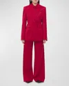 Another Tomorrow Seamed Waist Wool Jacket In Ruby