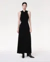 Another Tomorrow Shirred Midi Dress In Black