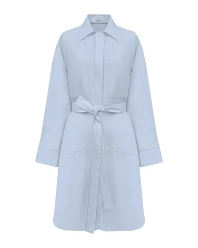 Another Tomorrow Shirt Dress In Blue