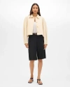 Another Tomorrow Short Balmacaan Jacket In Sand