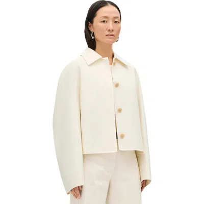 Another Tomorrow Short Mac Blouson In White