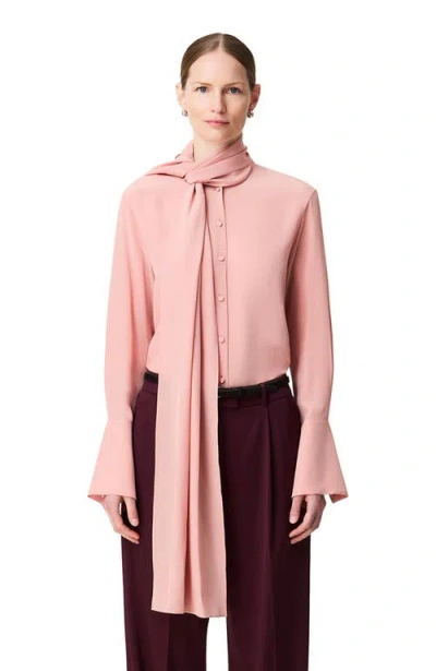 Another Tomorrow Signature Bow Blouse In Pink