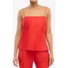 Another Tomorrow Silk Camisole In Red
