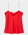 Another Tomorrow Silk Camisole Top In Red