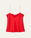 Another Tomorrow Silk Camisole Top In Red