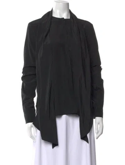 Pre-owned Another Tomorrow Silk Crew Neck Top In Black