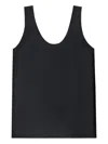 Another Tomorrow Scoop-neck Silk Tank Top In Schwarz