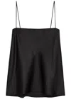 Another Tomorrow Silk Top In Black