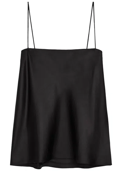 Another Tomorrow Silk Top In Black