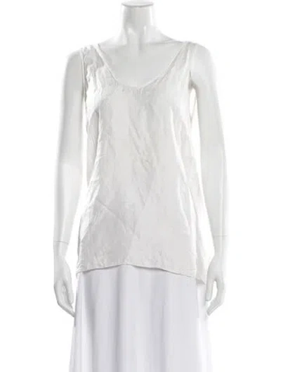 Pre-owned Another Tomorrow Silk V-neck Top In White