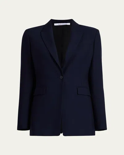 Another Tomorrow Single Button Blazer Jacket In Blue