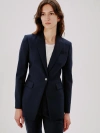 Another Tomorrow Single Button Blazer Jacket In Navy