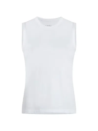 Another Tomorrow Sleeveless Crew-neck Tank Top In White
