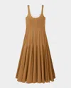 Another Tomorrow Sleeveless Flare Maxi Dress In Toffee