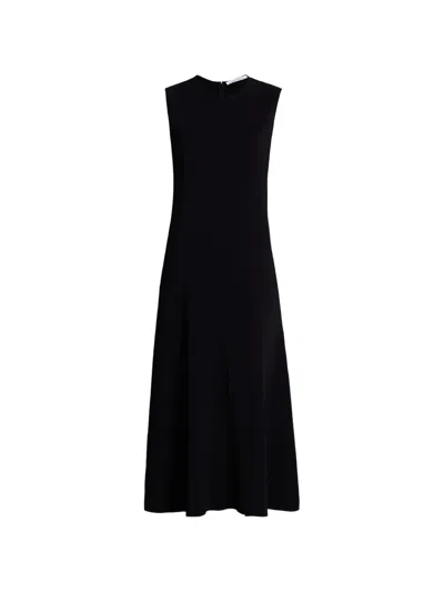 Another Tomorrow Sleeveless Front-slit Dress In Black
