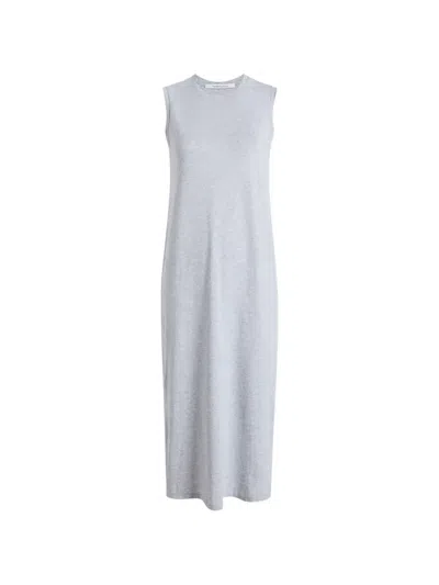 Another Tomorrow Sleeveless Side-slit Dress In Gray