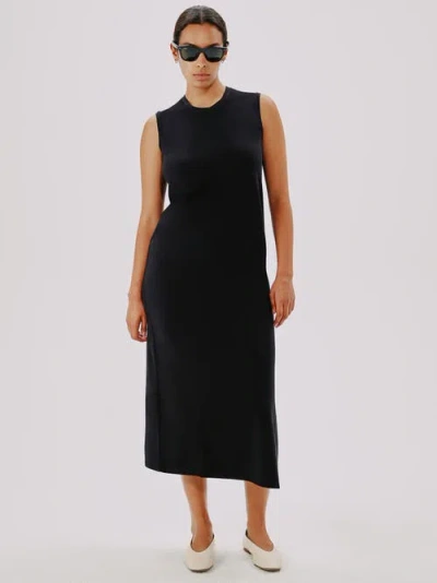 Another Tomorrow Sleeveless Jersey Maxi Dress In Black