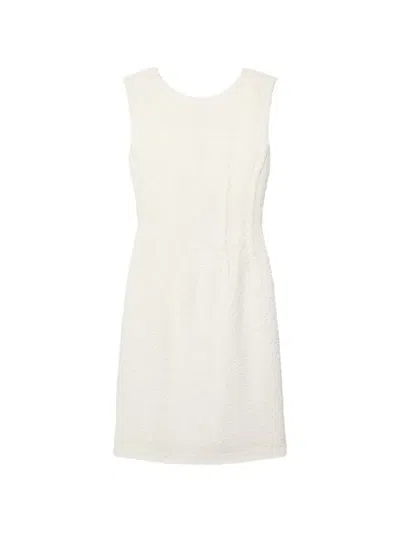 Another Tomorrow Sleeveless Tweed Dress In White