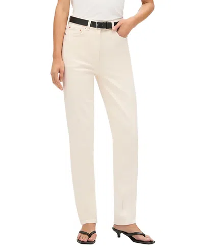 Another Tomorrow Slim Denim In White Wash In Yellow