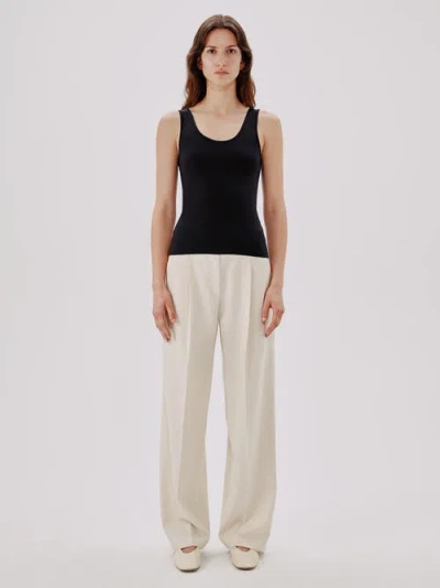 Another Tomorrow Scoop-neck Jersey Tank Top In Black